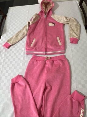 Hello Kitty Pink & Cream Girls' Hoodie and Joggers Set